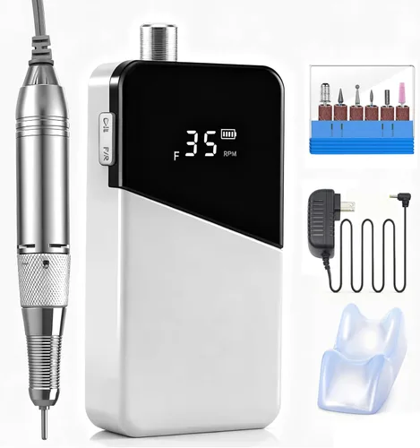 Miniatura 10 de Taladro eléctrico de uñas, portátil, recargable, 35000 rpm, lima de uñas eléctrica, herramientas eléctricas de uñas acrílicas, pulido, eliminación