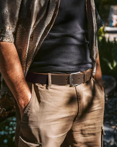 Miniatura 5 de CHAOREN Cinturón de cuero de grano completo para hombre, cinturones de trabajo para hombres, resistentes, uso diario para pantalones de mezclilla