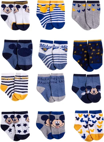 Disney Calcetines para bebé - Paquete de 12 Mickey Mouse Winnie The Pooh Rey León Toy Story recién nacidobebé