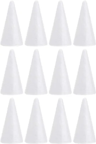 GANAZONO 12 piezas de cono de espuma de Navidad para DIY de Navidad, cono de espuma de polietileno para colgar pendientes de árbol de Navidad,