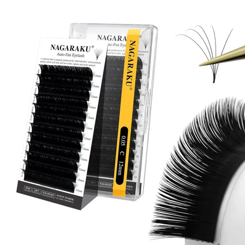 Miniatura 59 de NAGARAKU Easy Fan Extensiones de Pestañas Volumen Lash 0.07 Rizo D 8-15mm Bandeja Mixta Floración Rápida Visón Sintético en Racimo Para Ventilador