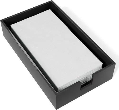 Servilletero acrílico para toallas de invitados, bandeja de almacenamiento de toallas de mano de papel de baño negro, soporte de toalla de papel