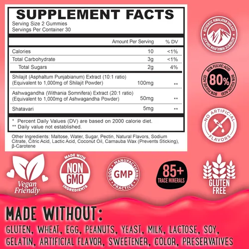 Miniatura 6 de OH MY CHEWY Gomitas puras de Shilajit del Himalaya, resina de grado dorado de alta potencia, refuerzo de energía y apoyo inmunológico para hombres