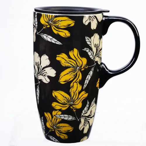 Miniatura 10 de Taza de Café de Cerámica de Porcelana con Tapa para Lata de Té 17oz. Azul y Verde, 2 Piezas