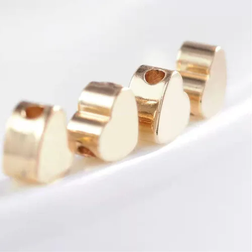 Miniatura 2 de 200 cuentas espaciadoras en forma de corazón, cuentas espaciadoras de agujeros pequeños, cuentas sueltas de metal para hacer pulseras, collares