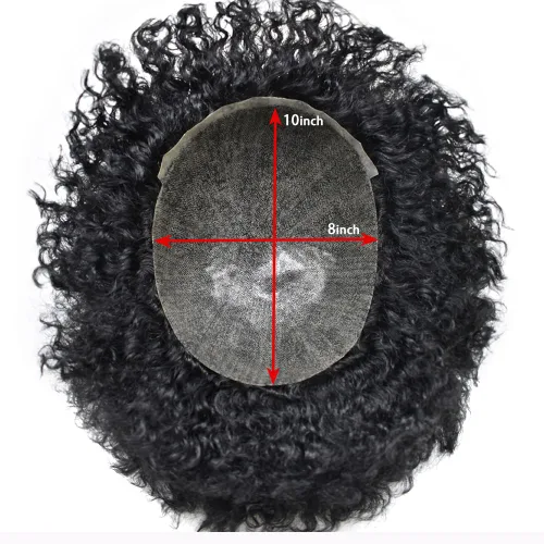 Miniatura 4 de Sistema de cabello para hombres negros, rizado tipo tupé de inyección de poliuretano para hombres de 0.472 in Afro Wave Afro American Mens Toupee 1#