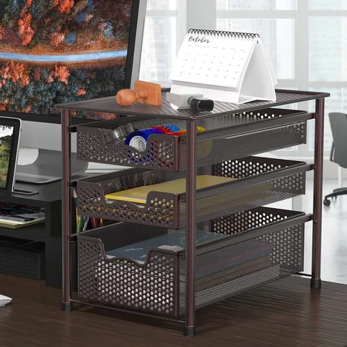 Miniatura 2 de Simple Houseware - cajón organizador apilable de 3 niveles, color bronce