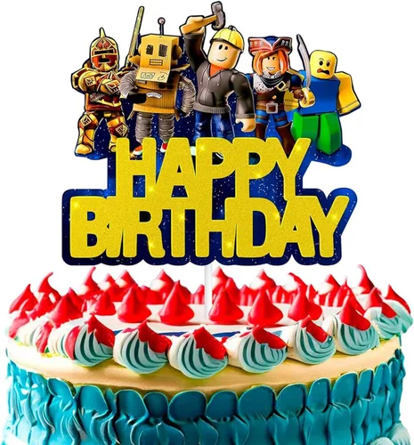 Decoración para Tarta de Videojuego - Decoración de Tarta de Juego de Cartón Brillante para Jugadores, Diseño Llamativo, Instalación Firme y Fácil