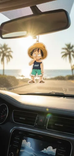 Miniatura 3 de PumpCar - Ambientador para automóvil de una pieza con aroma a cereza, 2 piezas Luffy Kid colgante de doble cara de anime japonés para espejo