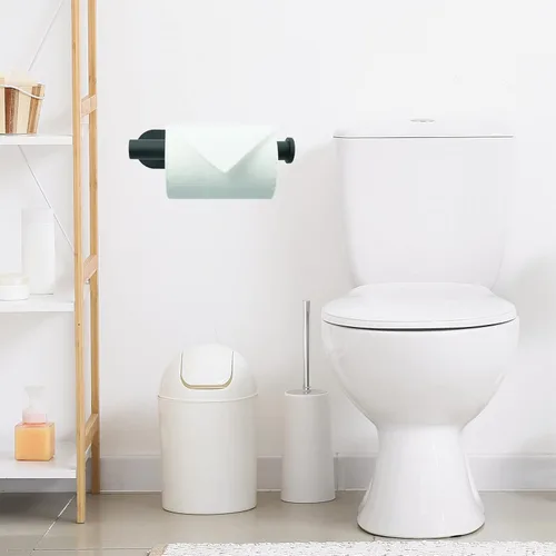 Miniatura 2 de Soporte de papel higiénico autoadhesivo de acero inoxidable para montar en la pared, sin taladrar, adecuado para baño, cocina, RV (negro mate)