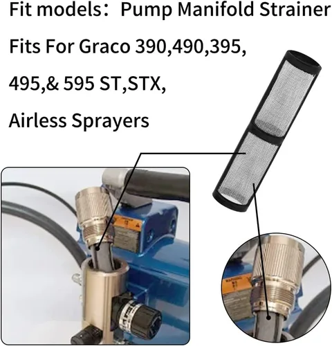 Miniatura 4 de Filtro pulverizador de pintura sin aire 390 395 490 495 595 colector de bomba 60 malla 12 piezas compatibles con 246384 para pulverizador de pintura