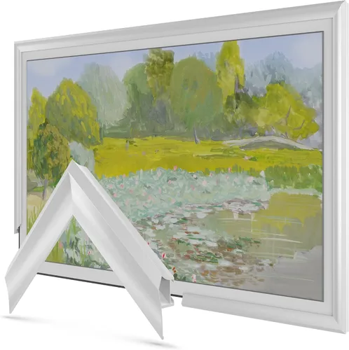 Marco de TV Deco de Aleación Prismático Blanco Puro de 32" - Compatible SOLO con Samsung The Frame TVs (Compatible con 2021-2025, LS03A, LS03B,