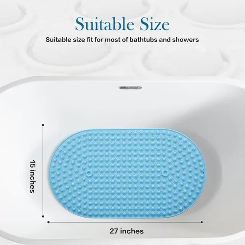 Miniatura 6 de Alfombra de Silicona Antideslizante para Bañera y Ducha, Alfombra Antideslizante para Piso de Ducha con Masaje de Burbujas de 27 x 15 Pulgadas