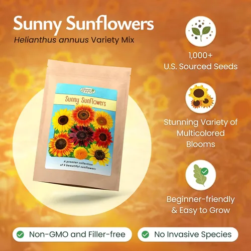 Miniatura 2 de Created By Nature Semillas de girasol para plantar, mezcla de semillas de girasol de 9 variedades, 1,000 semillas