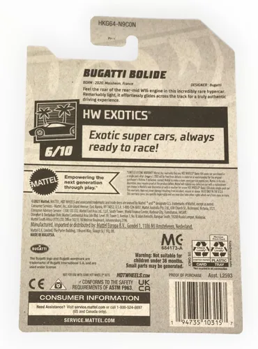 Miniatura 2 de Hot Wheels Bugatti Bólido, HW Exotics 6/10 [Negro/Azul] 213/250
