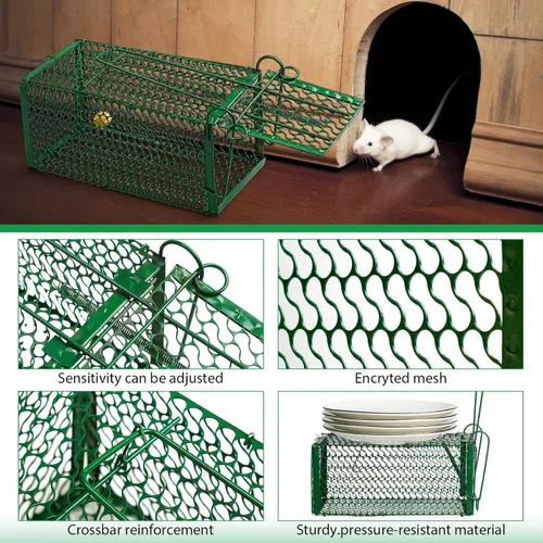 Miniatura 3 de Qualirey Trampa para Ratas Humanitaria de 4 Piezas, Trampa de Jaula para Ardillas Listadas y Ardillas, Trampa Plegable para Roedores para Animales