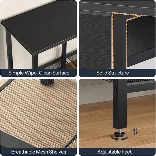 Miniatura 6 de HOOBRO Soporte de TV para televisores de hasta 55 pulgadas, centro de entretenimiento con cajón de tela y estantes abiertos, mesa consola industrial