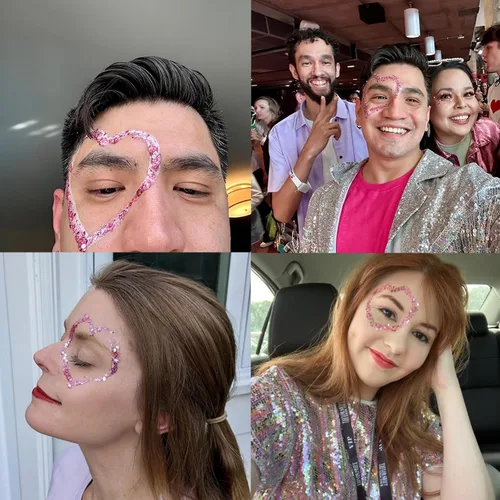 Miniatura 3 de MEICOLY Juego de purpurina rosa y blanca transparente, gel de purpurina facial rosa, accesorios para conciertos de cantantes, festivales, rave