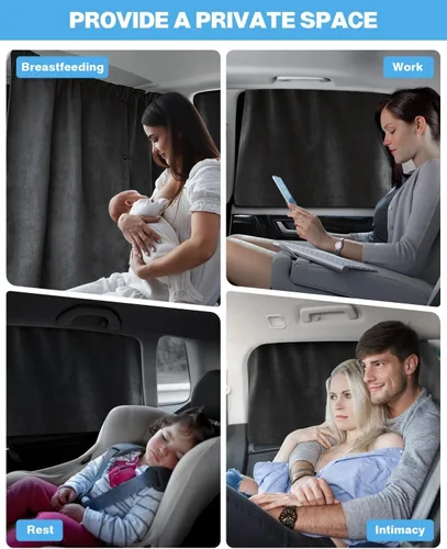 Miniatura 2 de 53.74 x 31.50 pulgadas, juego de 3 cortinas de privacidad para automóvil, SUV, MVP, camioneta, automóvil pequeño/sedán, accesorios universales