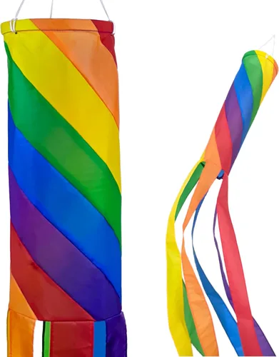 Madrona Brands Calcetín de viento en espiral arcoíris para exteriores de 60 pulgadas | Bandera decorativa duradera para colgar en exteriores |
