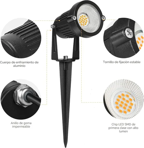 Miniatura 4 de REEGOLD Luces de paisaje de bajo voltaje para exteriores: 7W 700LM Iluminación LED de paisaje con conectores para árbol jardín patio camino Focos
