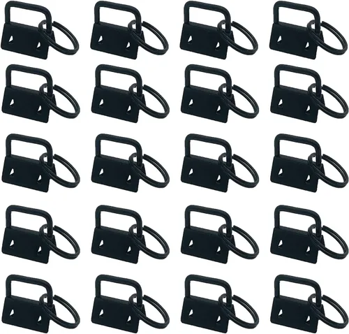 Miniatura 5 de 20pcs 1 Inch Key Fob Hardware with Key Rings Sets,Wristlet Clasp Negro