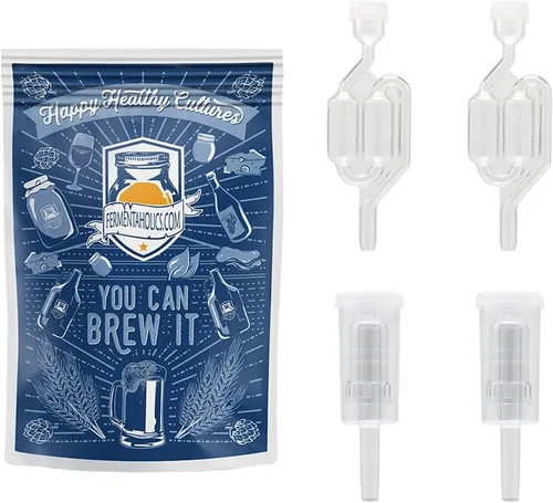 Fermentaholics Airlock - Paquete de 4 esclusas para elaboración de cerveza y fermentación, uso con tapón de goma perforado, tapa con ojales, para