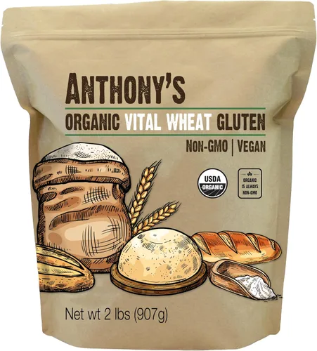 Anthony's - Gluten de trigo vital orgánico, 2 libras, alto en proteínas, vegano, sin OGM, apto para dieta Keto, bajo en carbohidratos