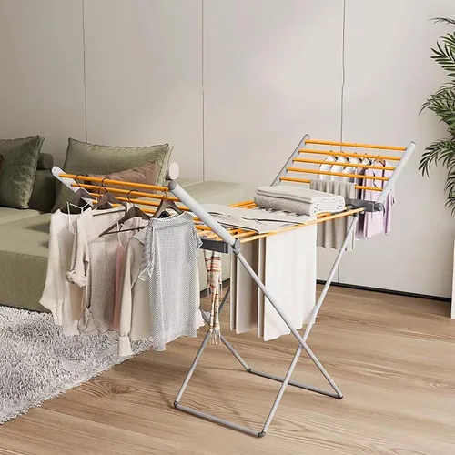 (1 unidad) Estante de secado de ropa con calefacción, perchero eléctrico plegable, estante de secado de ropa plegable, calentador de pie para