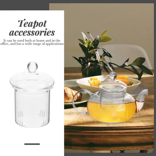 Miniatura 6 de Filtro de tetera de repuesto universal de vidrio infusor de té con tapa, colador de té, tetera de vidrio de repuesto para 20.3 fl oz
