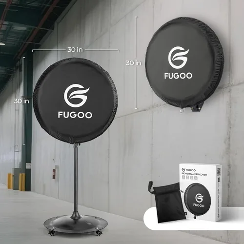 Miniatura 3 de Cubierta de ventilador de exterior impermeable resistente para ventiladores de pedestal y montaje en pared de 30 pulgadas, color negro