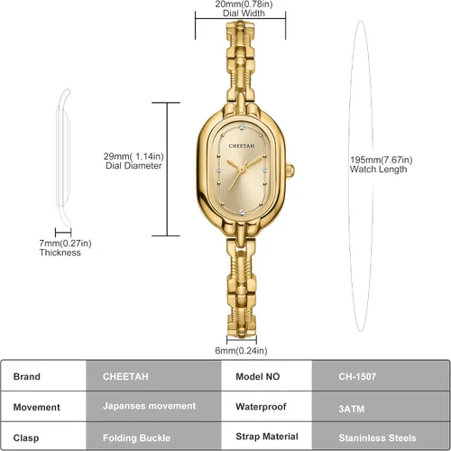 Miniatura 3 de CHEETAH Women's Gold Dainty Bangle Watch Small Vintage Bracelet, Easy Read Numeral Dial Waterproof