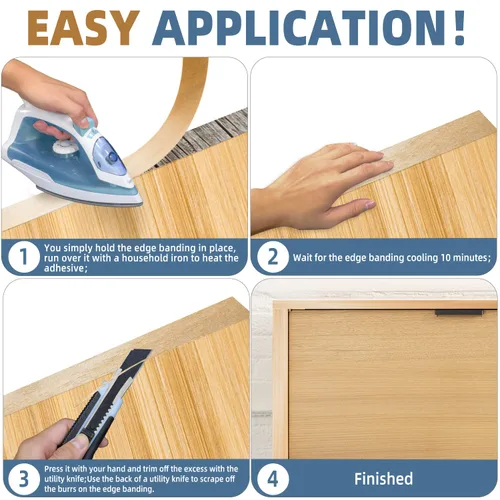 Miniatura 4 de Bandas de Borde de Abedul, rollo de 1 1/2 pulgadas x 10 pies de Bandas de Borde de Chapa - Pre-encoladas Flexibles, Cinta de Madera Real