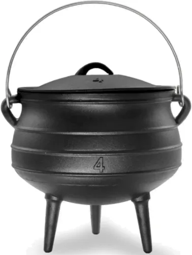 Miniatura 7 de Cuisiland Olla de caldero Potjie de hierro fundido de 8.5 cuartos con tapa y 3 patas, olla pre-sazonada estilo sudafricano para cocinar al aire