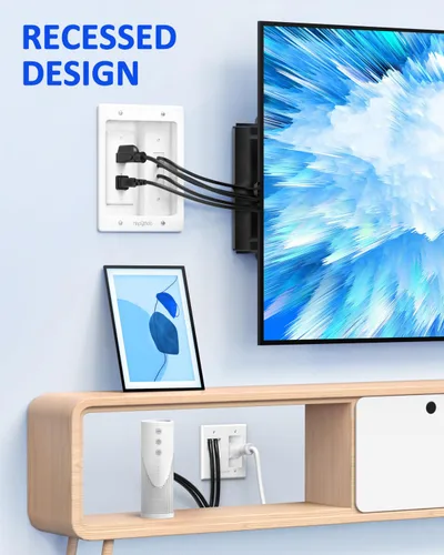 Miniatura 5 de in Kit de organización de cables de pared para TV, toma de corriente empotrada con kit de pared para cable de TV, ocultador de cables para TV