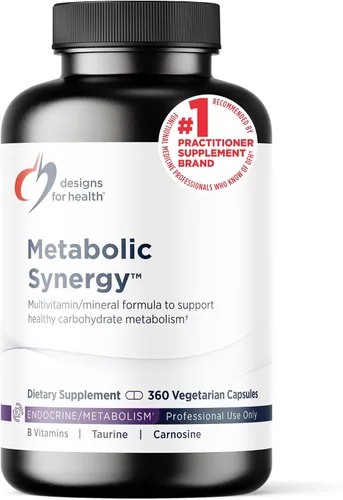 Designs for Health Metabolic Synergy - Suplemento multivitamínico y mineral con cromo, zinc, selenio, ácido R-lipoico, vitaminas y más (360 cápsulas)