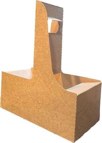 Miniatura 2 de Porta bebidas de 2 tazas con asa Portavasos de cartón Kraft Portavasos desechable para bebidas frías o calientes Portavasos para servicios