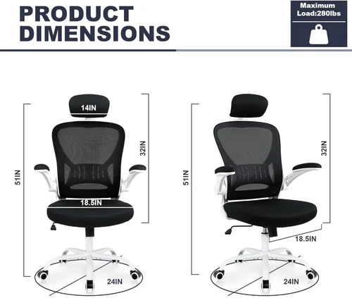 Miniatura 2 de Paquete de 10 sillas de oficina ergonómicas de escritorio, altura ajustable con ruedas, soporte lumbar de malla giratoria para computadora, silla
