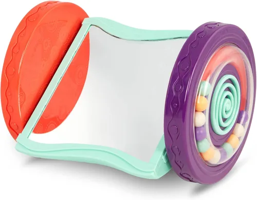 B. toys – Juguetes para bebés con espejo y ruedas sensoriales rodantes – Espejo interactivo Roly-Poly para tiempo boca abajo y gateo – Aprendizaje