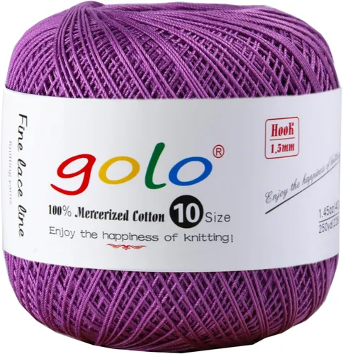 Miniatura 9 de Golo - Bolas de hilo para crochet de algodón tamaño 10, color algodón para crochet D-Fresa D078-fresa