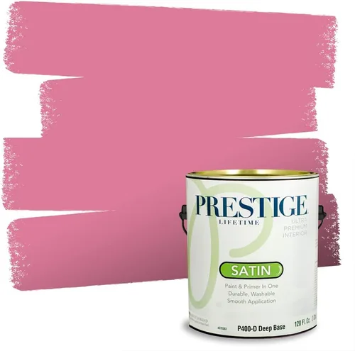 Miniatura 112 de Prestige Paints E100-T-SW6591 Pintura exterior e imprimación en uno, 1 galón, plano, combinación comparable de Sherwin Williams Amaryllis, 1 galón