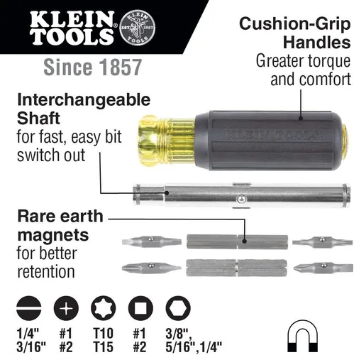 Miniatura 3 de Klein Tools 80045 - Kit de herramientas de destornillador y tuercas de 3 piezas y alicates D275-5, alicates de corte diagonal con cortador