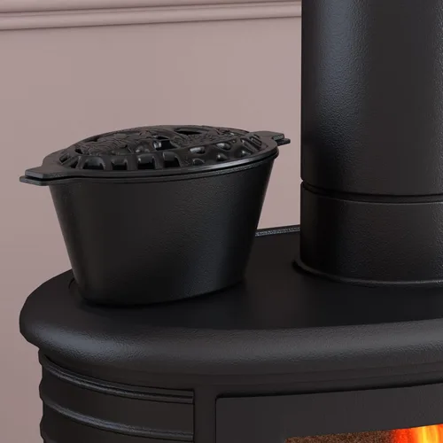 Miniatura 2 de Fire Beauty Estufa de leña humidificador de vapor con rejilla de hierro fundido, resistente a la oxidación, capacidad de 2.3 cuartos (lobo)