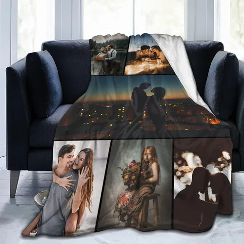 Miniatura 20 de Manta de cama personalizada con texto de fotos, mantas personalizadas con collage de fotos, mantas personalizadas para regalo de cumpleaños 1 Foto