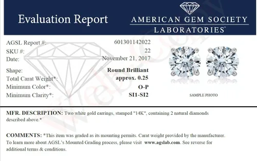 Miniatura 2 de Vir Jewels - Pendientes de tuerca de diamantes con certificación AGS de 14 quilates de oro blanco de 14 quilates