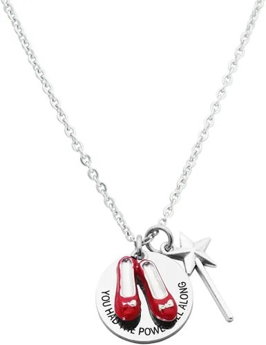 Eilygen Regalo inspirador de mago de Oz Collar You had the Power all Along rojo rubí con colgante de pantuflas de regalo para ella, Metal