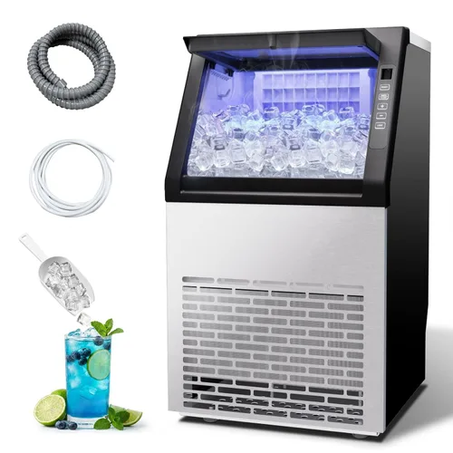Miniatura 8 de Erivess Máquinas para hacer hielo para encimera, máquina de hielo portátil autolimpiante, 26 libras/24 horas, 9 cubos bala listos en 6 minutos