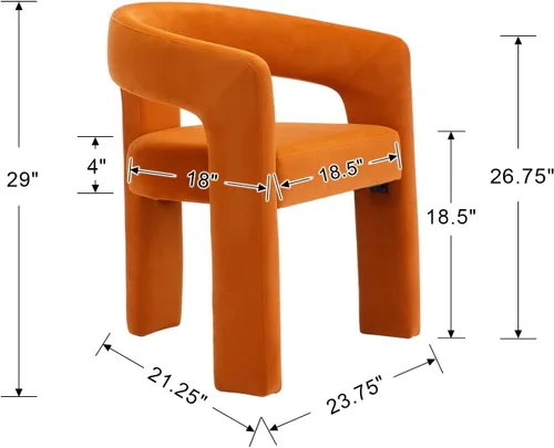Miniatura 2 de Modern Barrel - Silla de comedor tapizada con brazos, cómoda silla auxiliar de terciopelo para sala de estar, oficina en casa, recepción