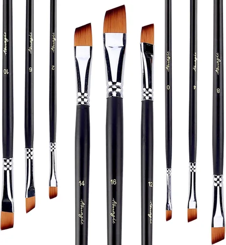 Miniatura 7 de Amagic Juego de 6 pinceles para pintar el cabello de nailon suave antidesprendimiento para pintura al óleo de acuarela acrílica, mango largo