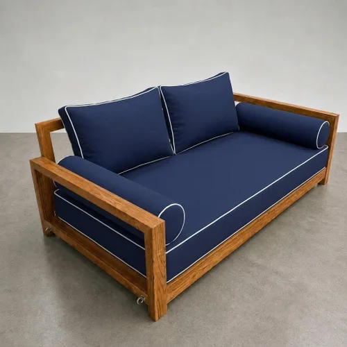 Prolinemax Estilo 1 – Cojín de colchón y almohada para sofá cama interior al aire libre, porche, cama oscilante, ribete de contraste, tamaño